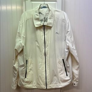 Tommy Bahama Men's Off-White Windbreaker Jacket with Contrast Zippers